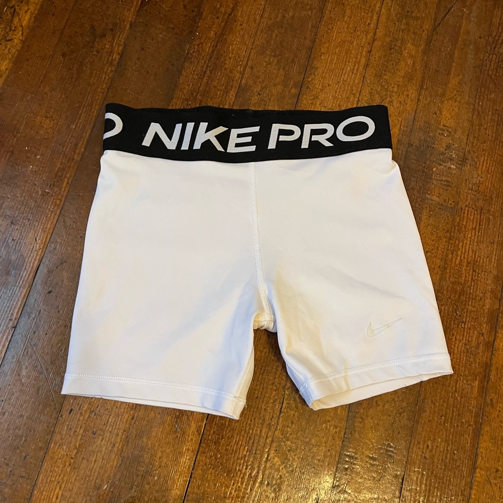 Nike White and Black Bike Shorts Athletic Performance